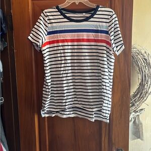 Striped T-Shirt with Red and Blue Accents